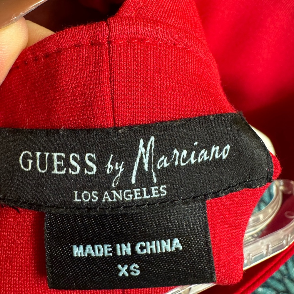 Guess by Marciano red cocktail bandage stretchy dress asymmetric cutouts